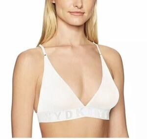 NEW  DKNY Women's Seamless Litewear Mesh Bralette, poplin White Small